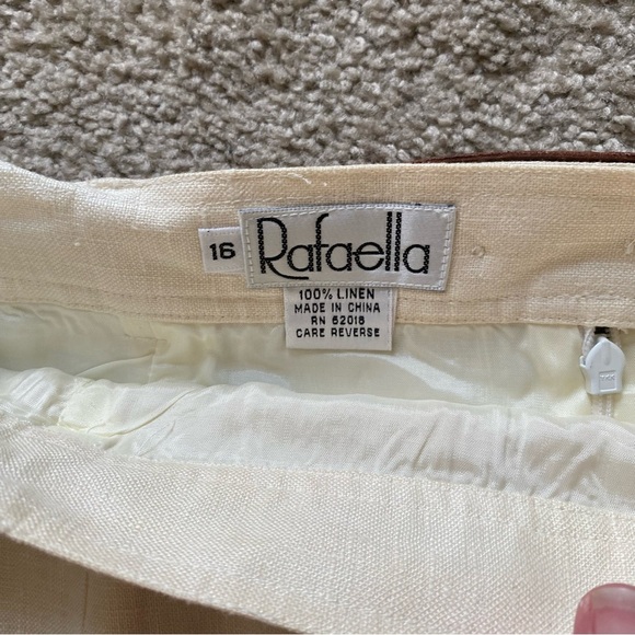NWT ~ VTG ~ 1990s ~ Rafaella ~ Ivory Linen Pencil Skirt ~ Belted ~ Size 16 - Picture 6 of 6